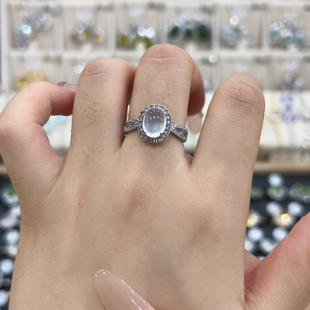 *****岫玉银S925镶嵌戒指