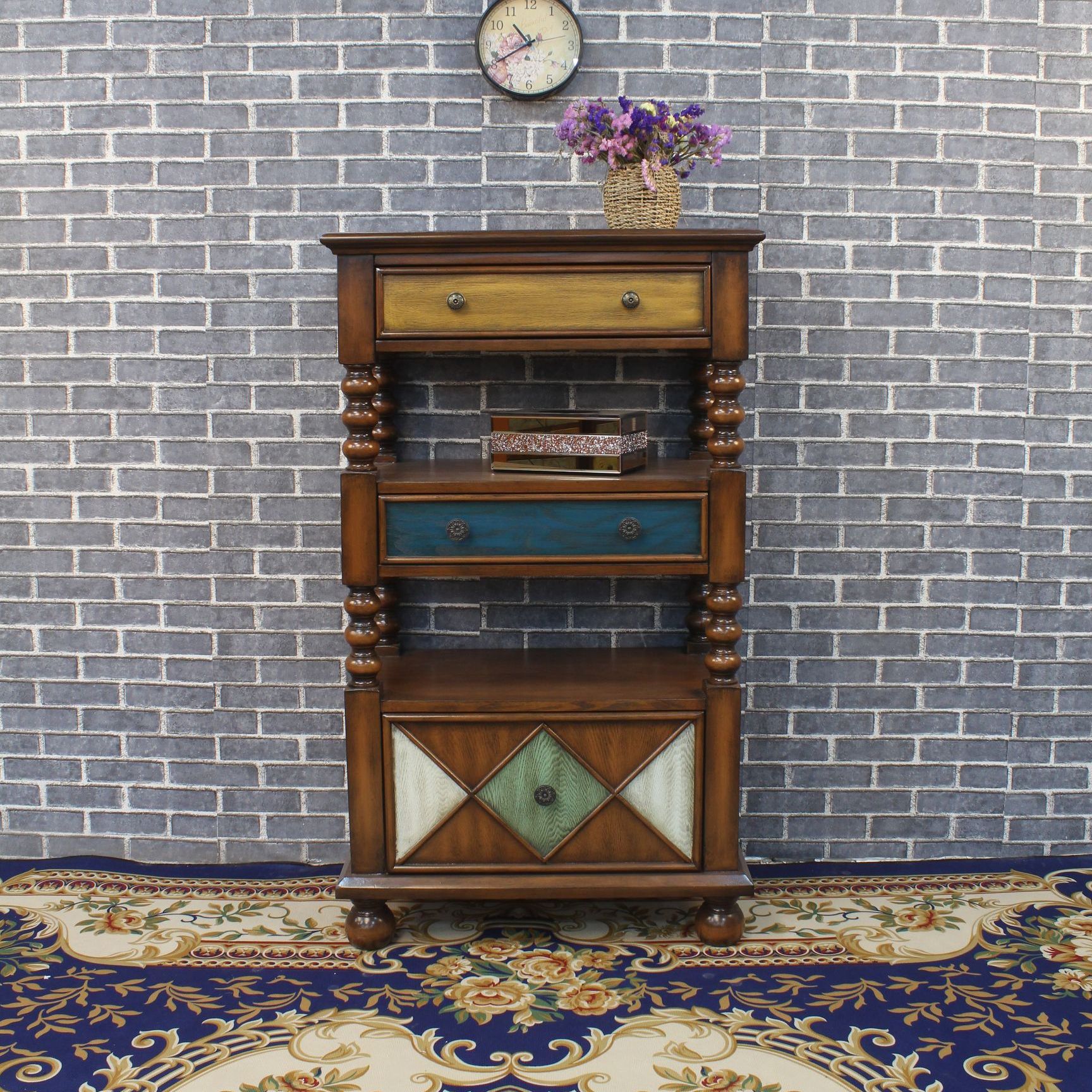 长80宽40高120美式欧式复古做旧入户客厅斗柜储物柜网红家具