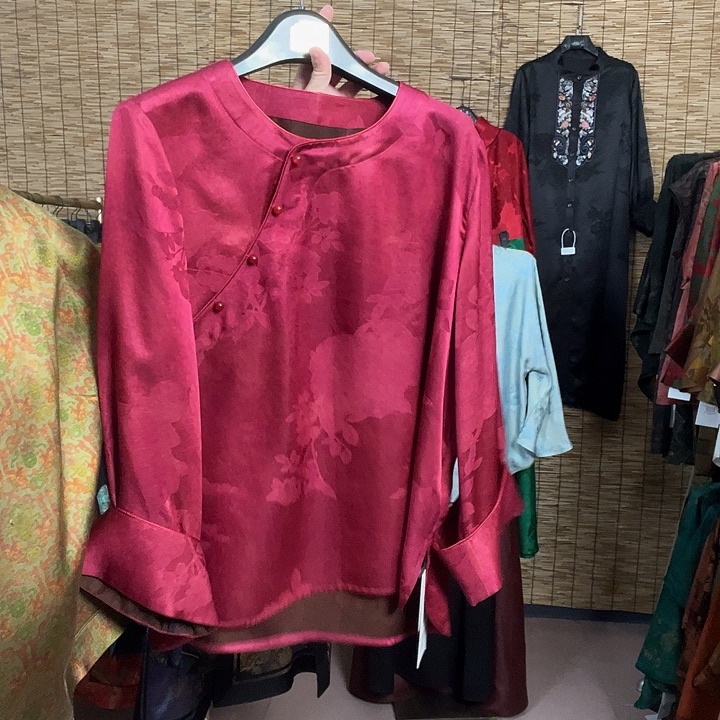 翠***翠香云纱花罗半斜襟5XL