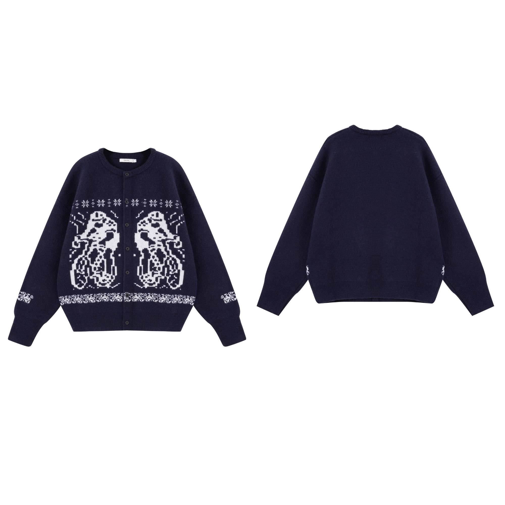 PANSK【北极绒费尔岛1000g】慵懒情侣厚开衫毛衣外套