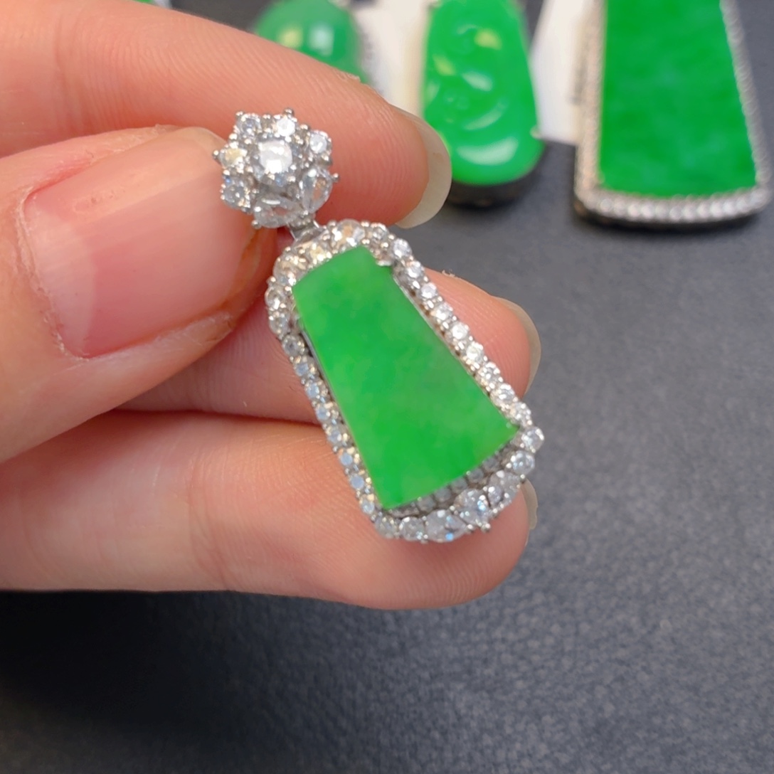 翡翠银S925镶嵌吊坠(不含链)