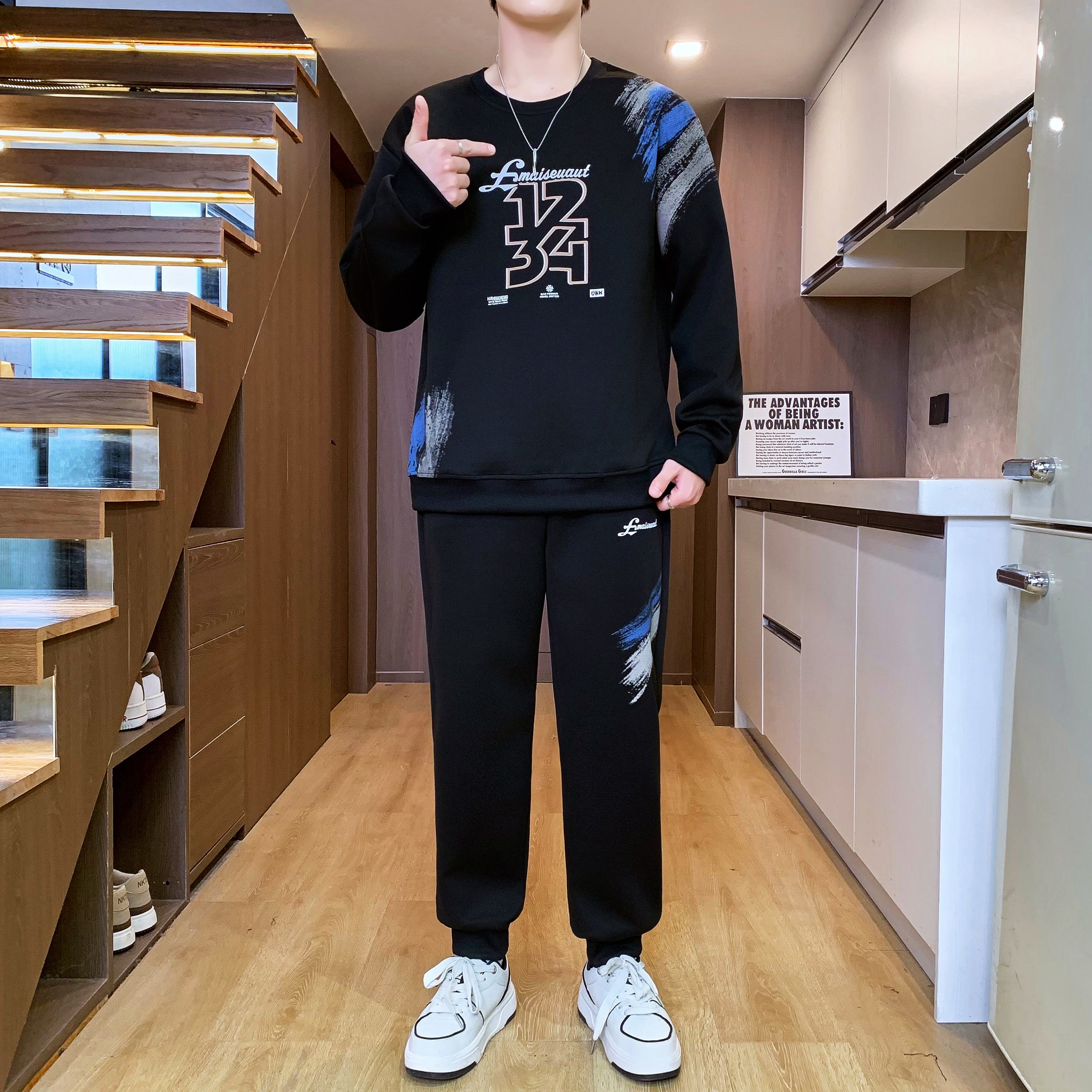 青少年卫衣套装秋装休闲风运动两件套初中生时尚潮流秋季上衣学生