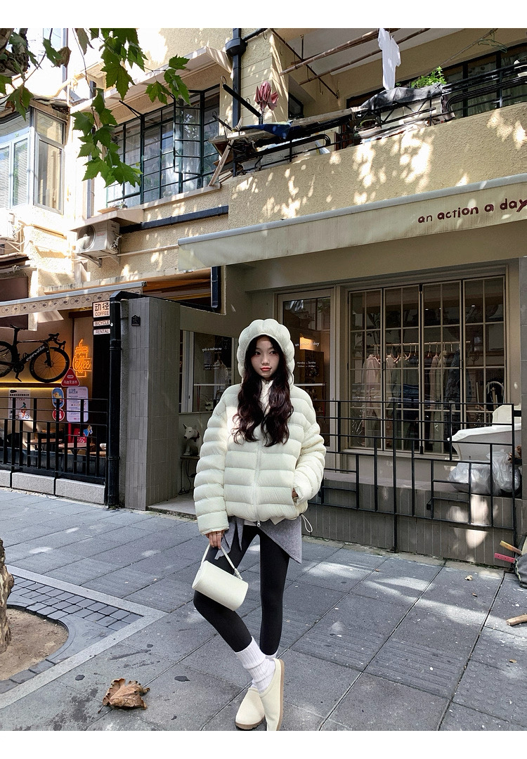 【90白鸭绒】排骨款泡芙羽绒服短款厚保暖连帽2025新款冬季外套