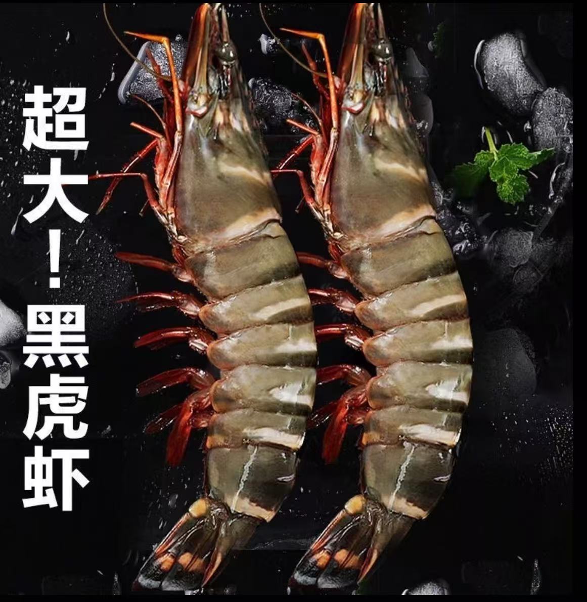鲜活黑虎虾九节虾薄壳肉肥（鲜活压冰发货）