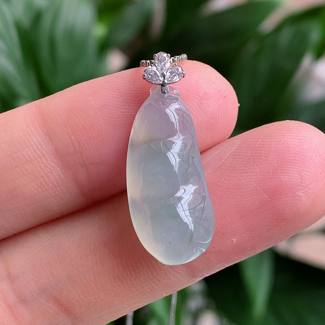 天然翡翠A货18k金镶嵌福豆吊坠250829   尺寸:24.5*11*6.2