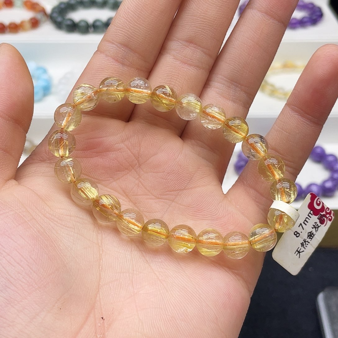 水晶手链未镶嵌金发晶8.7