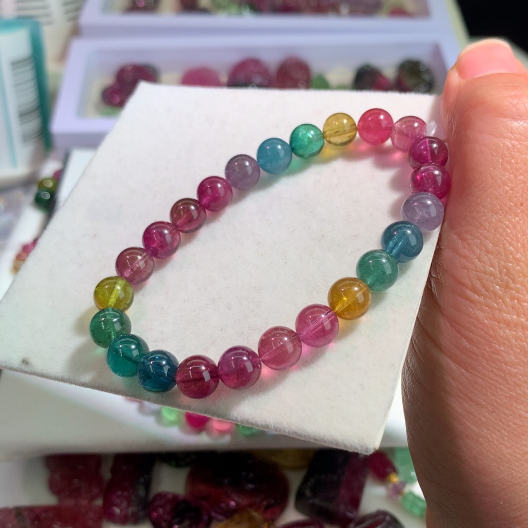 碧玺手链未镶嵌彩**多碧玺