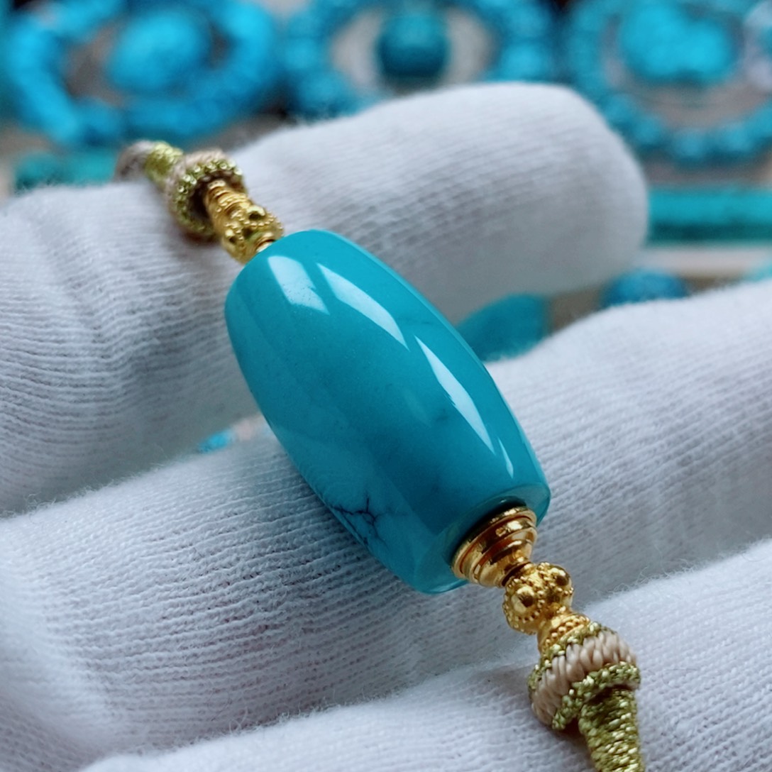 18K金镶嵌绿松石绿松石猫*