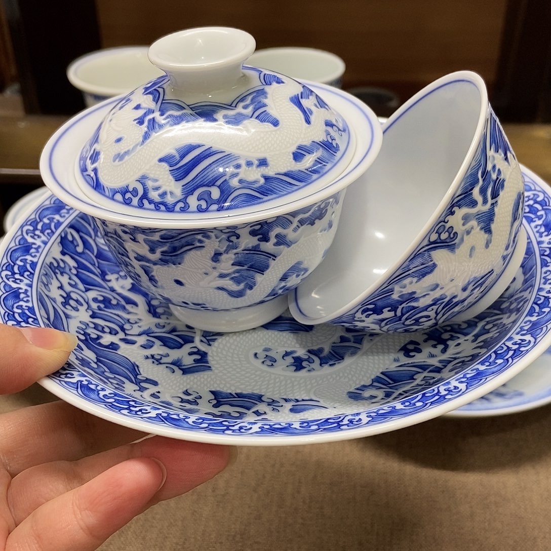 氵***霸海水雕刻龙纹三件套一套