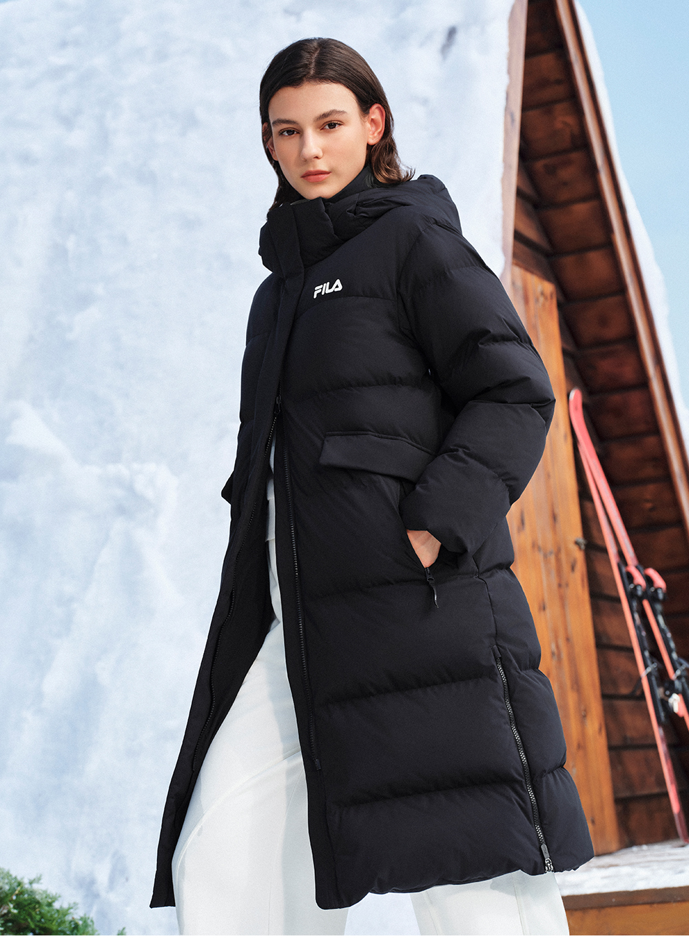  FILA RGB羽绒|斐乐远红外发热长款羽绒服2025冬新款运动保暖外套