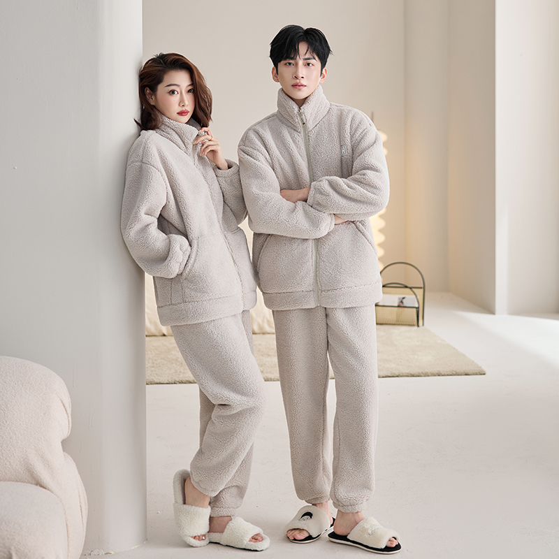 男女情侣款立领北糕绒睡衣加厚可外穿居家服