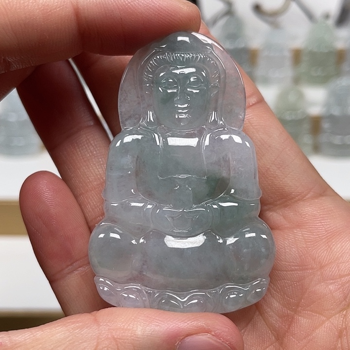 翡翠未镶嵌颈饰天然缅甸翡翠A货观音38号