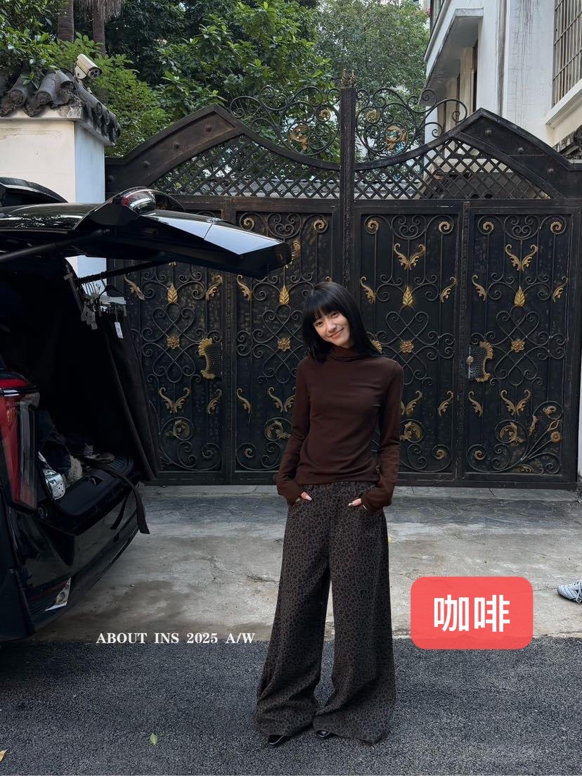 米古古 ABOUT #625#福 美式拖地豹拖地裤（M码 腰围72裤长102 ）