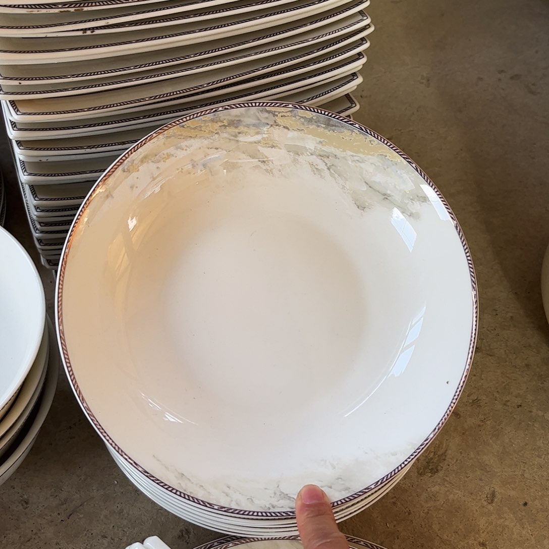 瓷片海岸八寸深盘四个微瑕