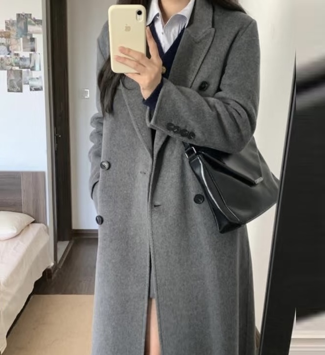 X201-300女装毛呢大衣中长款宽松百搭（一码一拍）