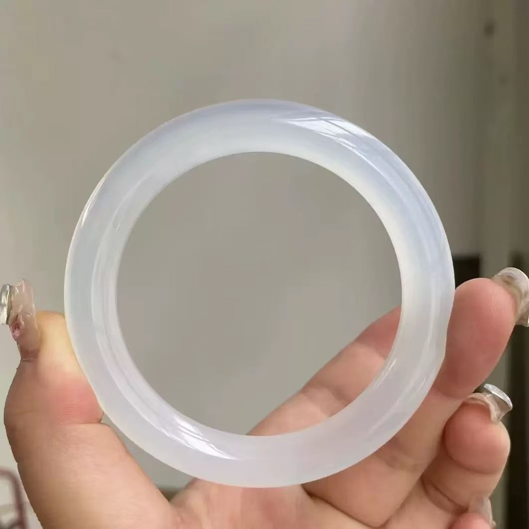 天然玛瑙手镯白月光镯子（手镯测量参考教程）