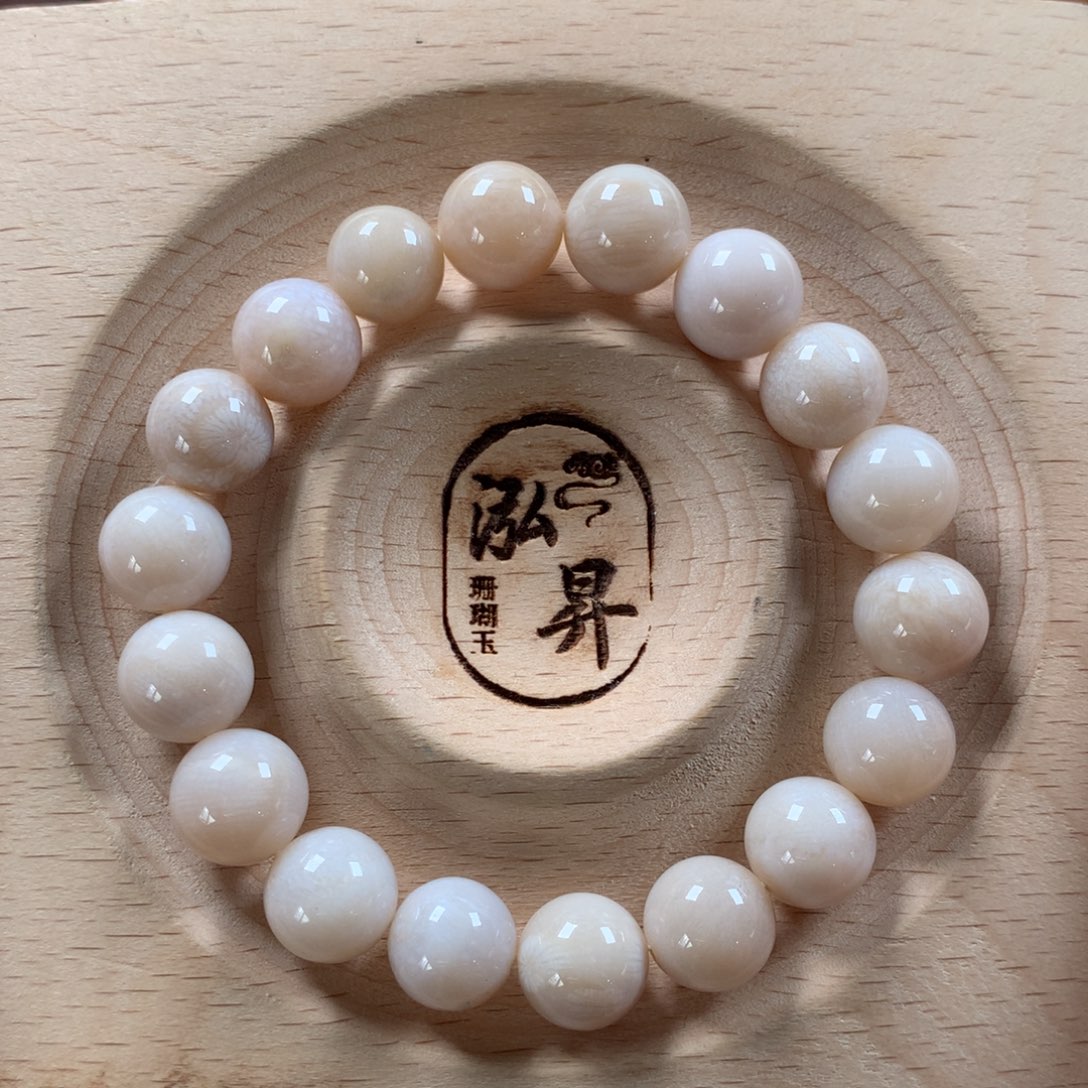 硅化珊瑚（珊瑚玉）10mm+白果冻手串未镶嵌