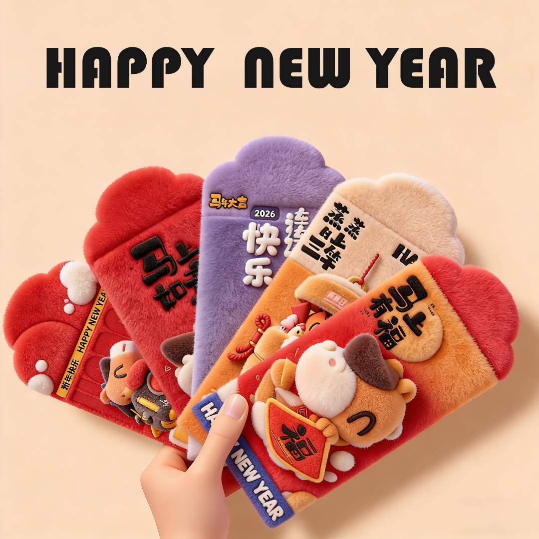 【24个】创意立体5D效果卡通马年可爱风格新年压岁利是封红包