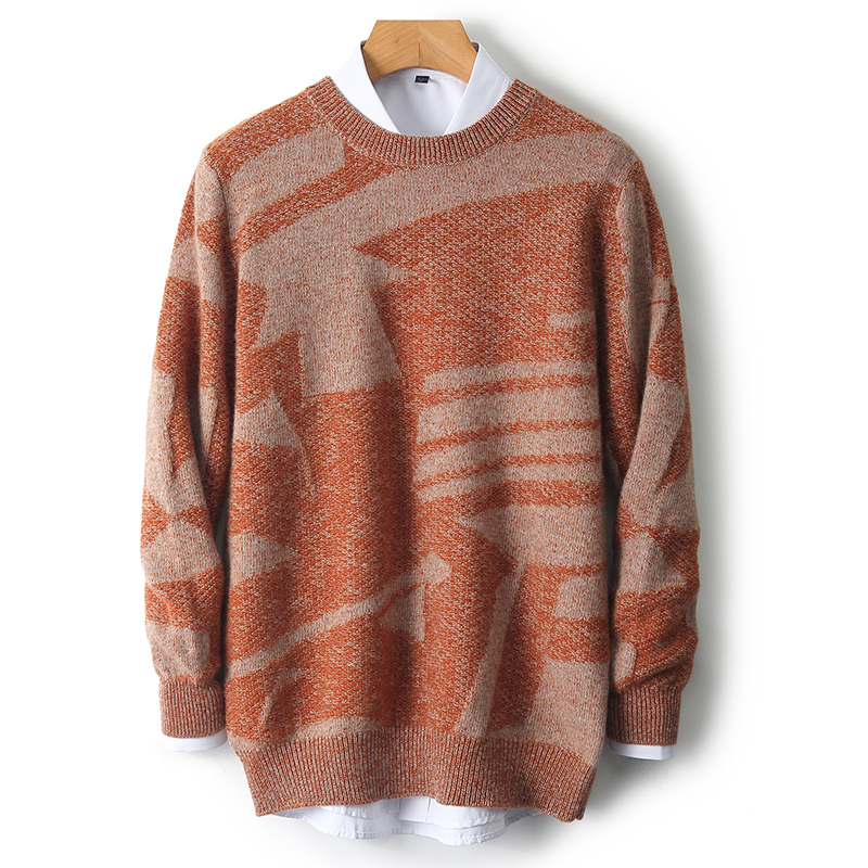 100%羊绒【保价双11】100羊绒男士潮流休闲男士拼色羊绒衫