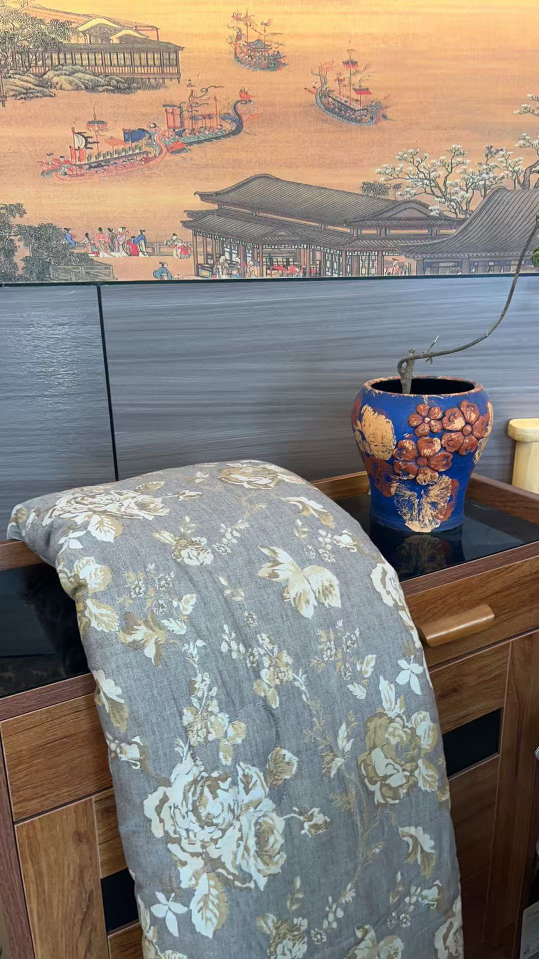 【DADONG·花韵瓷情被】150*200麻被轻奢多功能被可机洗