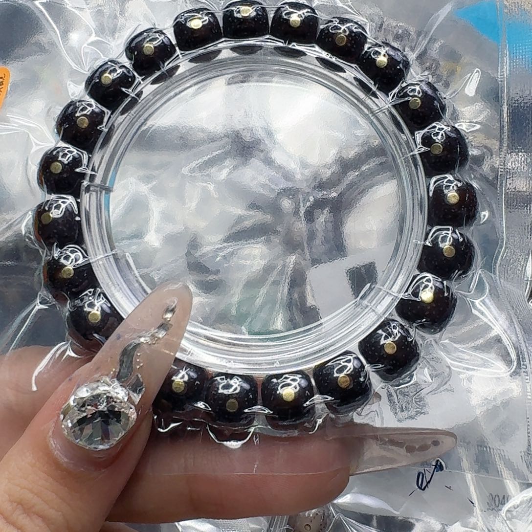 星月菩提手串205殿堂黑筋遇华星月菩提镶嵌10桶单圈