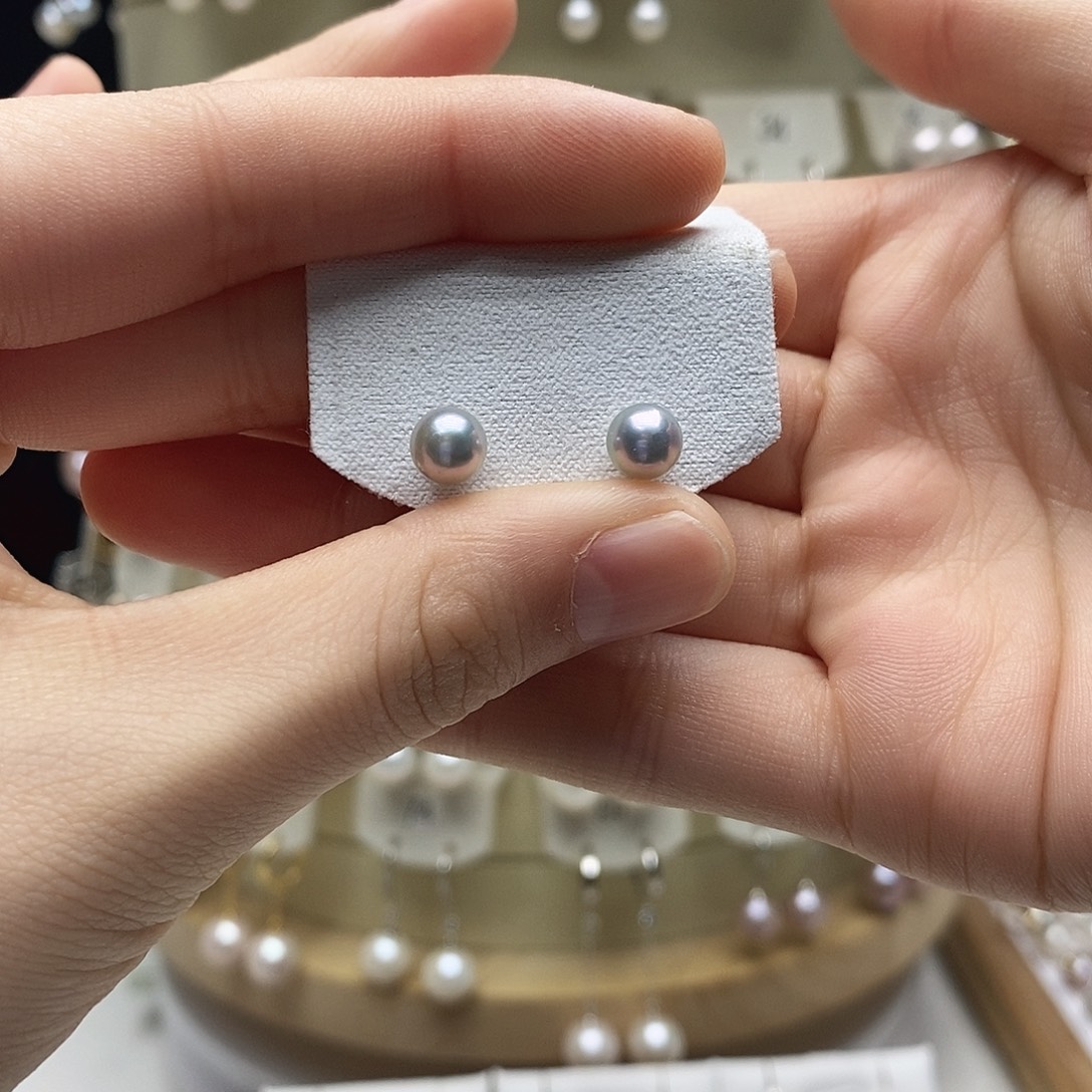 海水珍珠耳饰银S925镶嵌