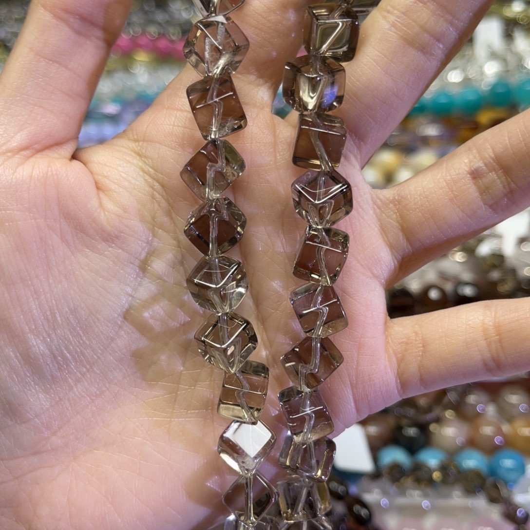 玛瑙/玉髓散珠天然茶晶卡10长条38厘米