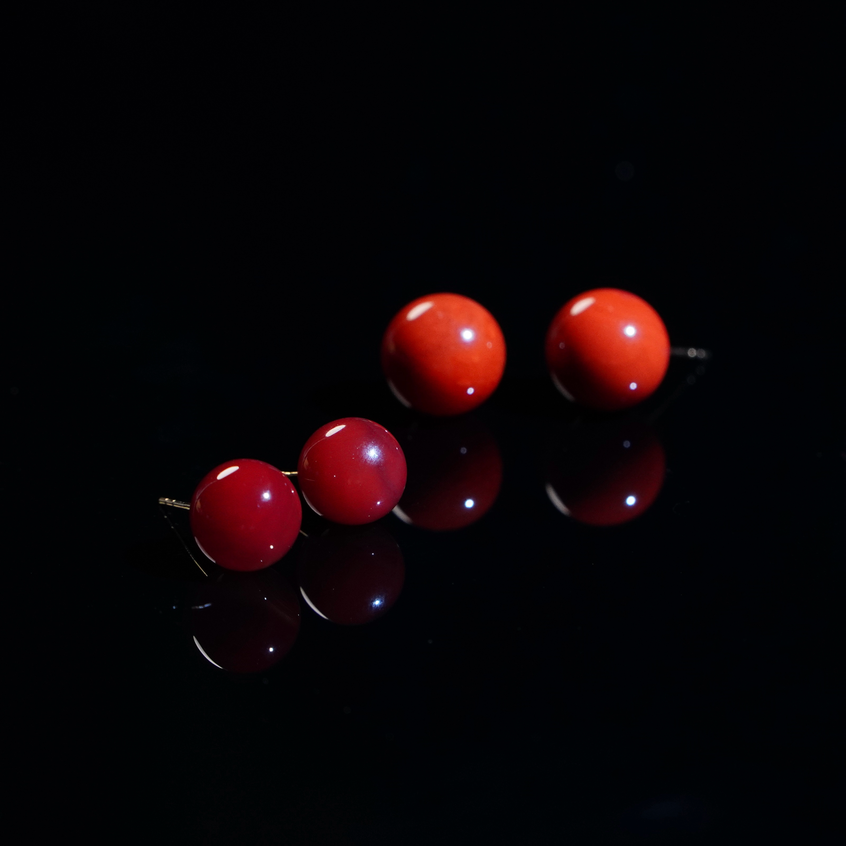 V姐|心选|原矿瓦西南红火焰纹耳钉 8mm-18K-ZH7922 多样性发其一