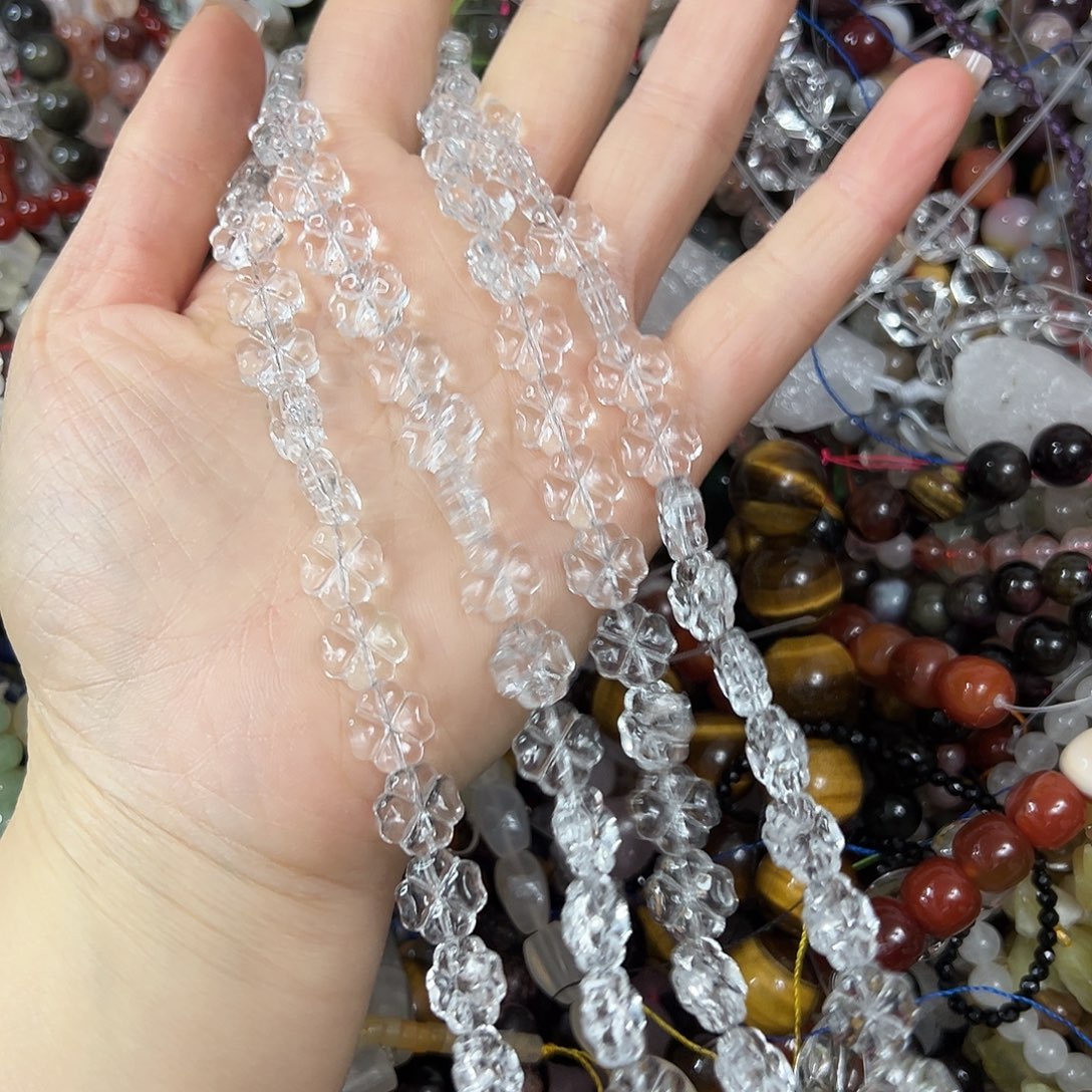 玛瑙/玉髓未镶嵌珠宝半成品，压电白水晶花花大长条