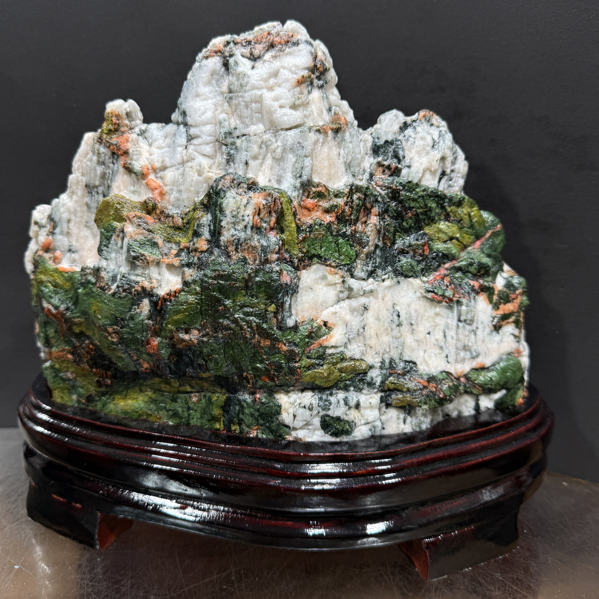 家具玄关博古架摆件 创意摆件流水摆件 七彩石