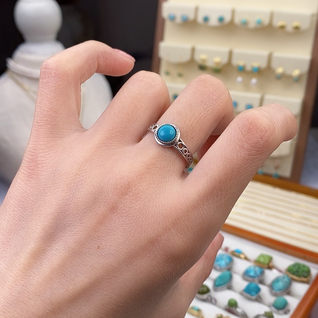 绿松石戒指银S925镶嵌