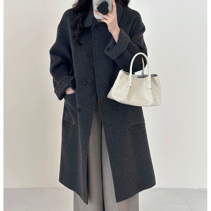 高级感双面羊毛大衣女中长款2025年冬季新款加厚毛呢外套小个子