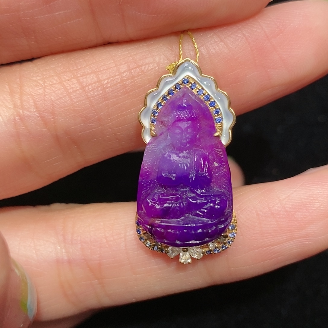 苏纪石（舒俱来）18K金镶嵌吊坠(不含链)