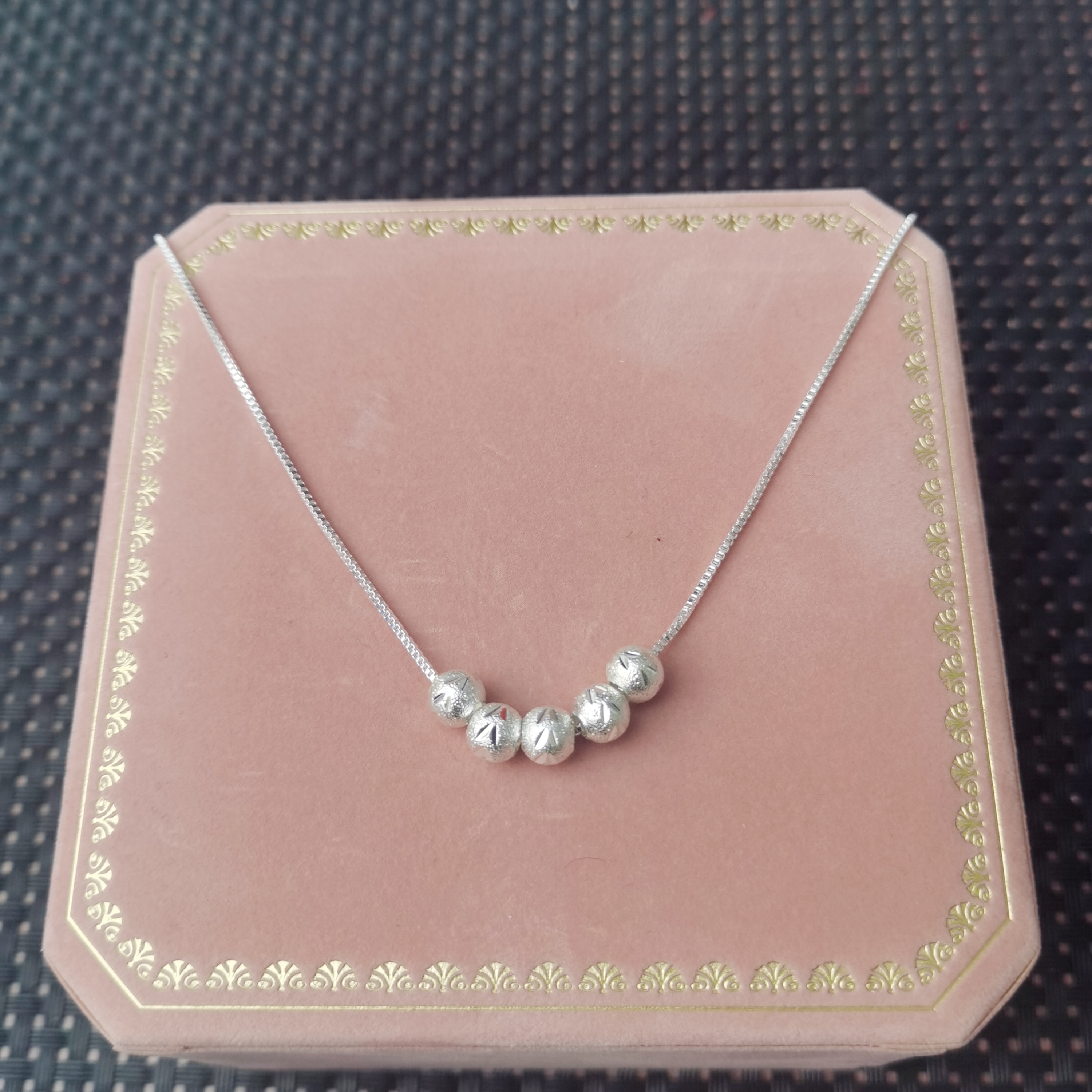 货号3016 五转运珠银项链 无礼盒