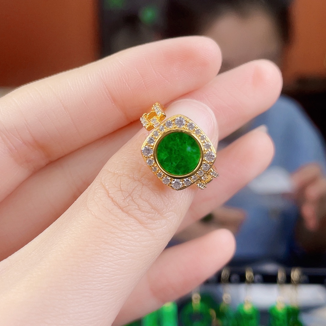 翡翠银S925镶嵌耳饰