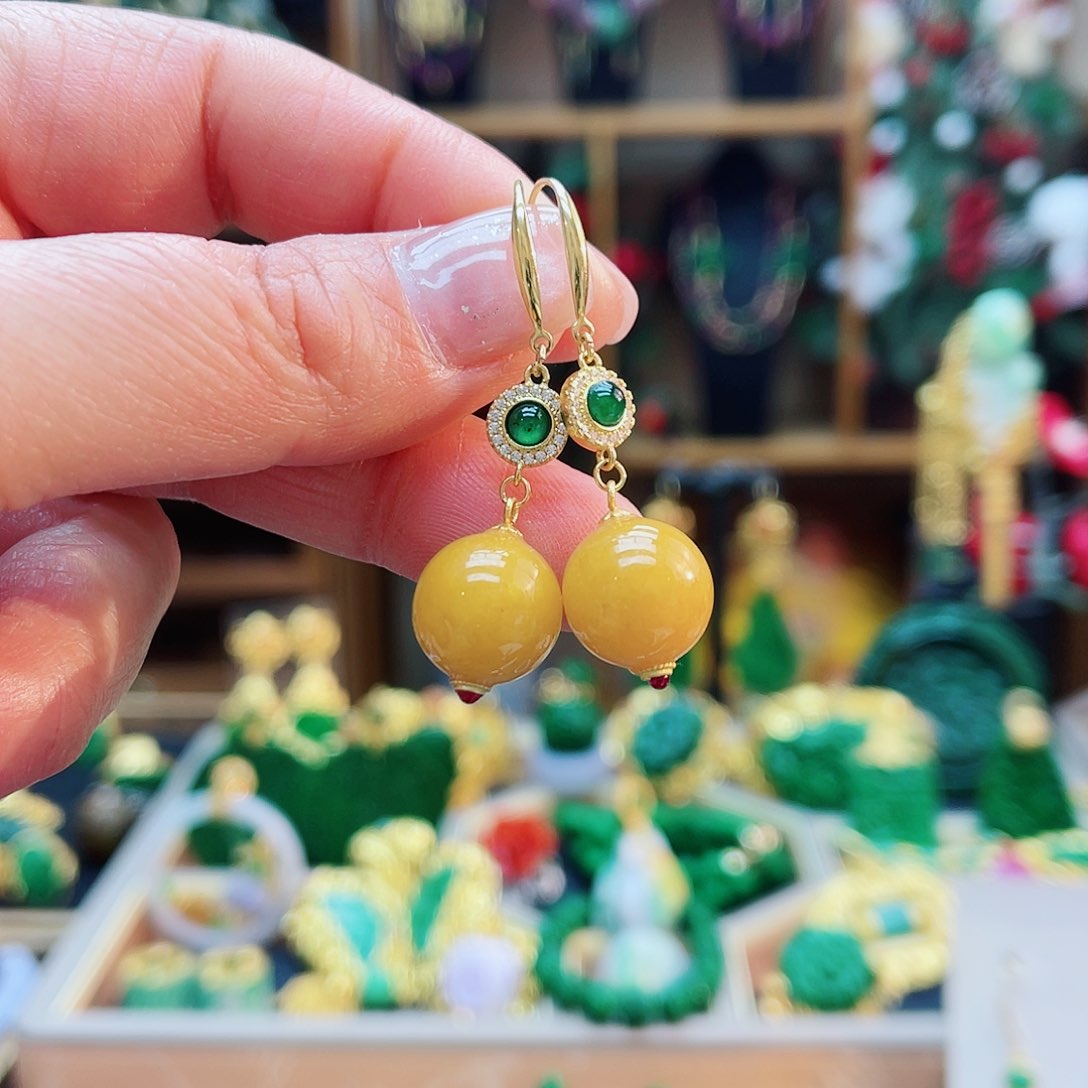 银S925镶嵌翡翠耳饰48小时鉴赏期