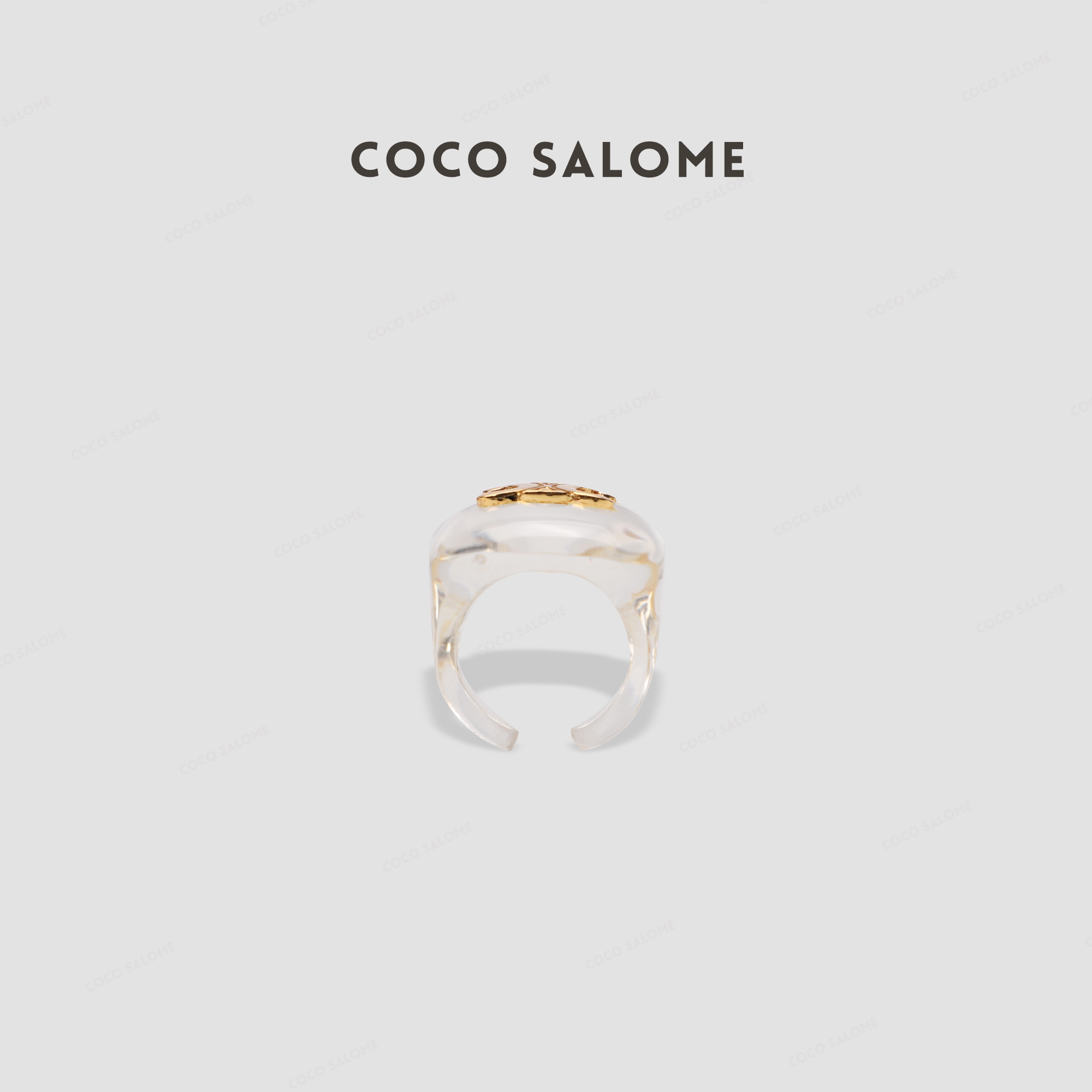 铜合金亚克力戒指 上新 开口透明金色戒指女B144