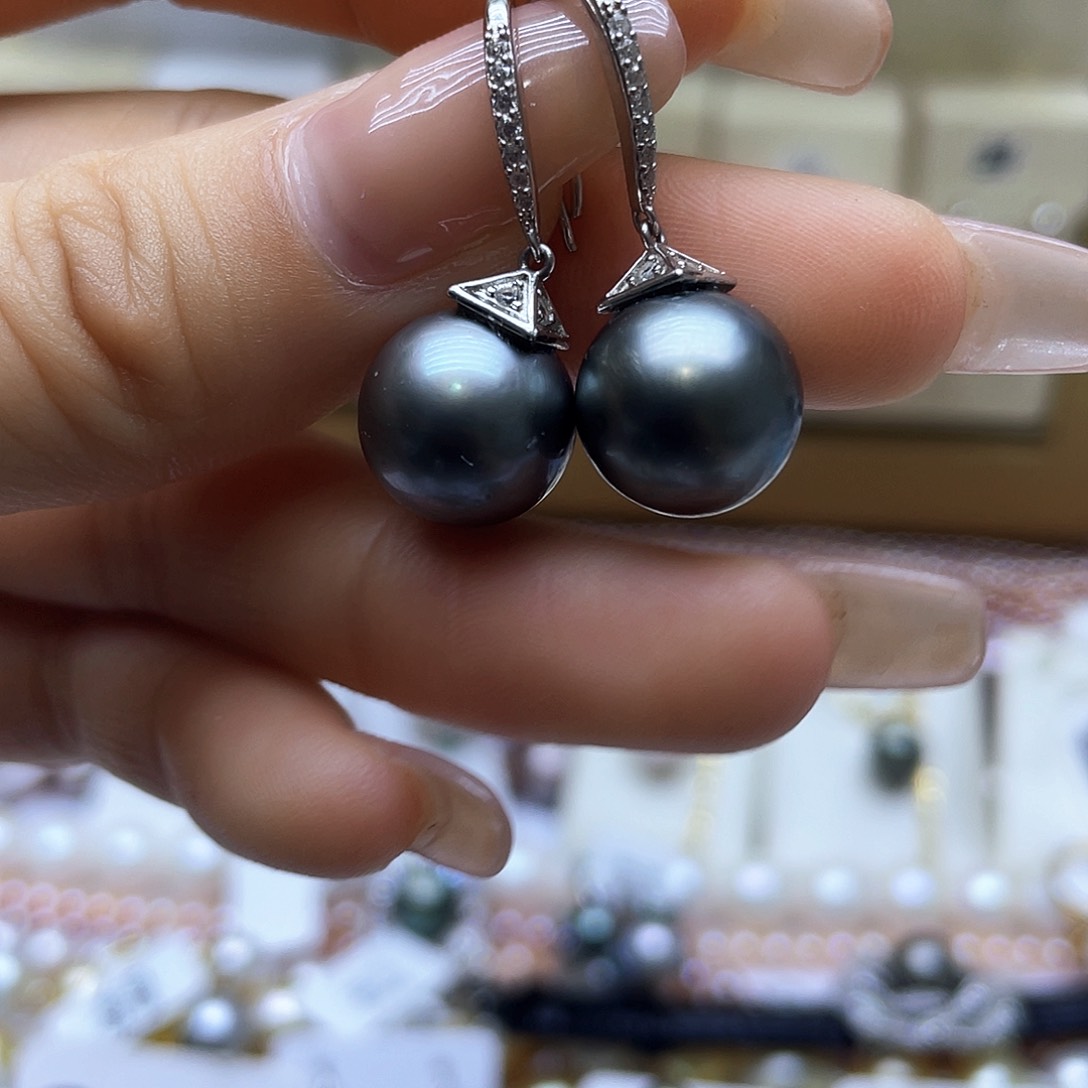 海水珍珠耳饰银S925镶嵌