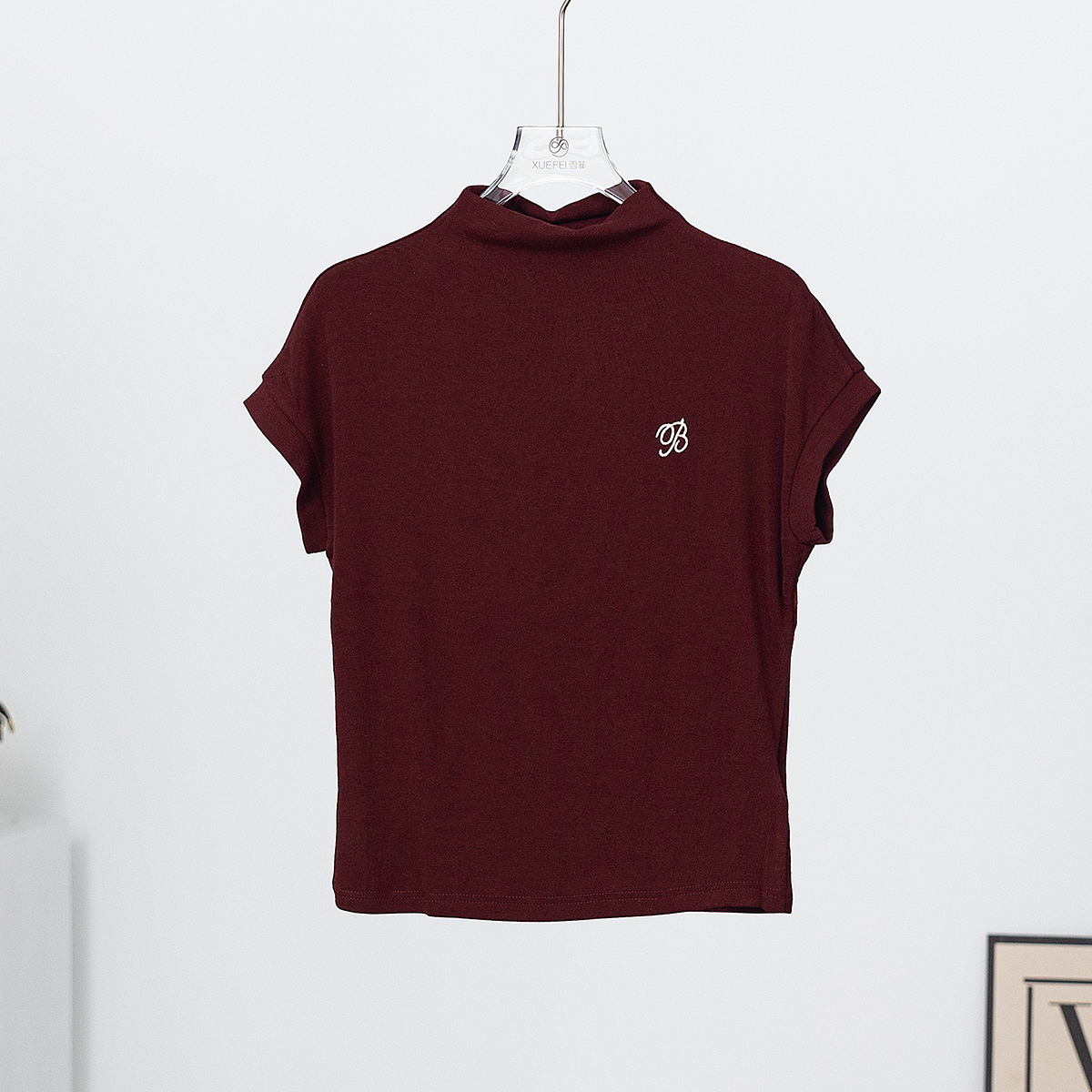 无印心匠A608 短袖飞飞袖刺绣T恤女半高领秋冬内搭K1421