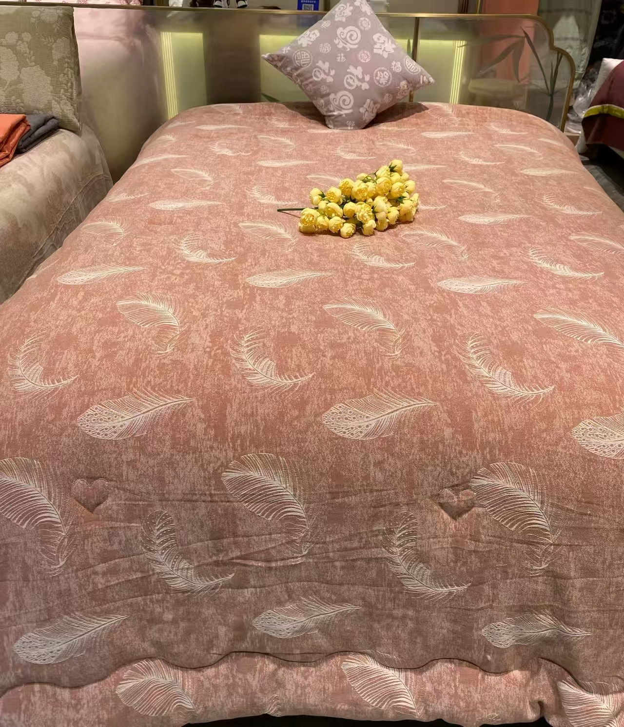 植森-棉麻小雪春秋被<<枣红>> 6斤左右