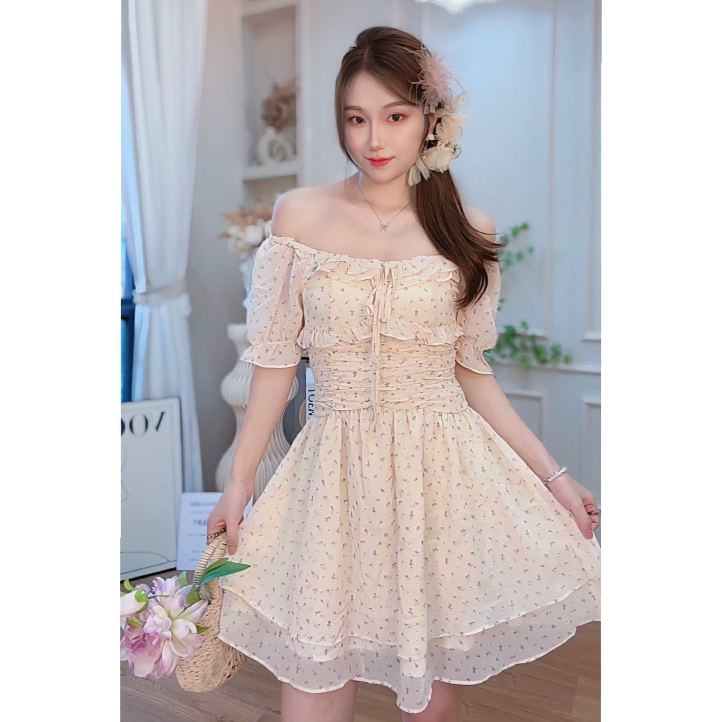 亏本清【星草甜心】Mai Mai◆夏小个子短袖碎花收腰短袖连衣裙女