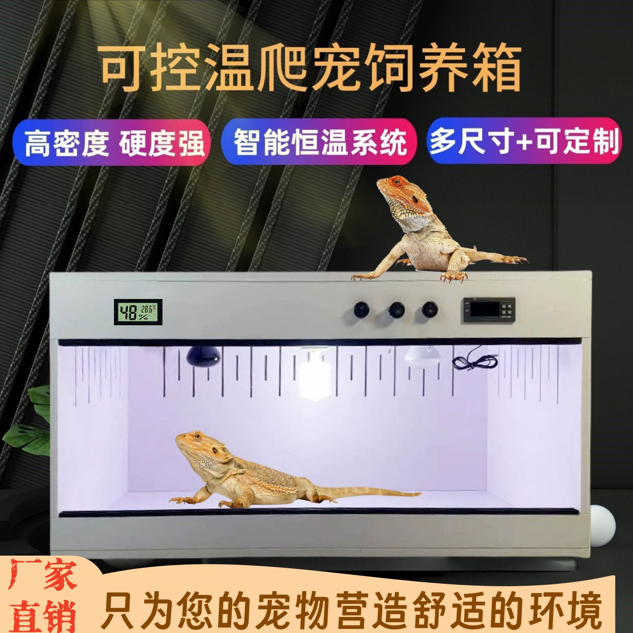 爬宠饲养箱恒温PVC爬箱陆龟守宫防水保温箱爬虫鬃狮蜥饲养定制箱