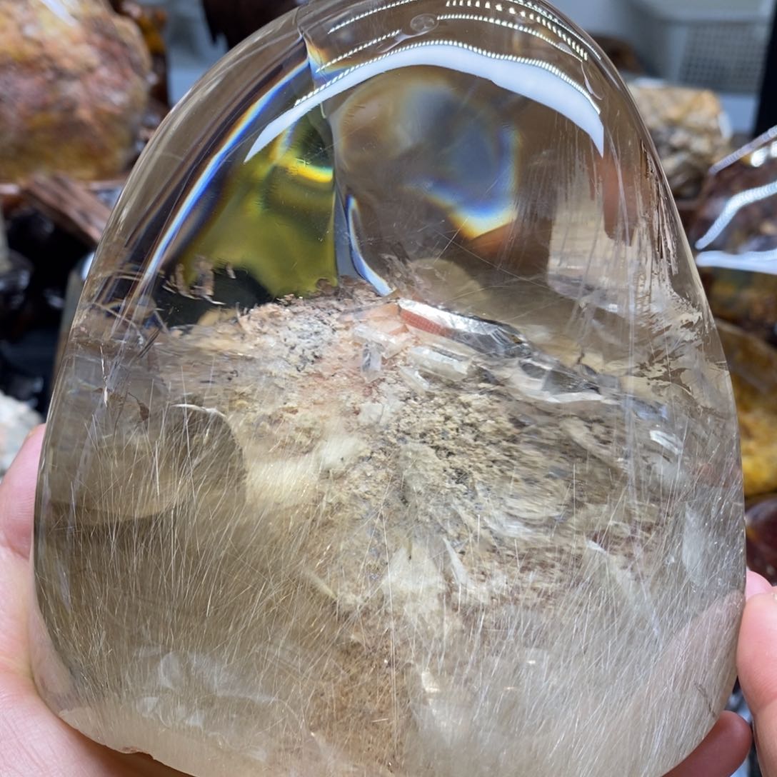 水晶原石手把摆件未镶嵌三*忧