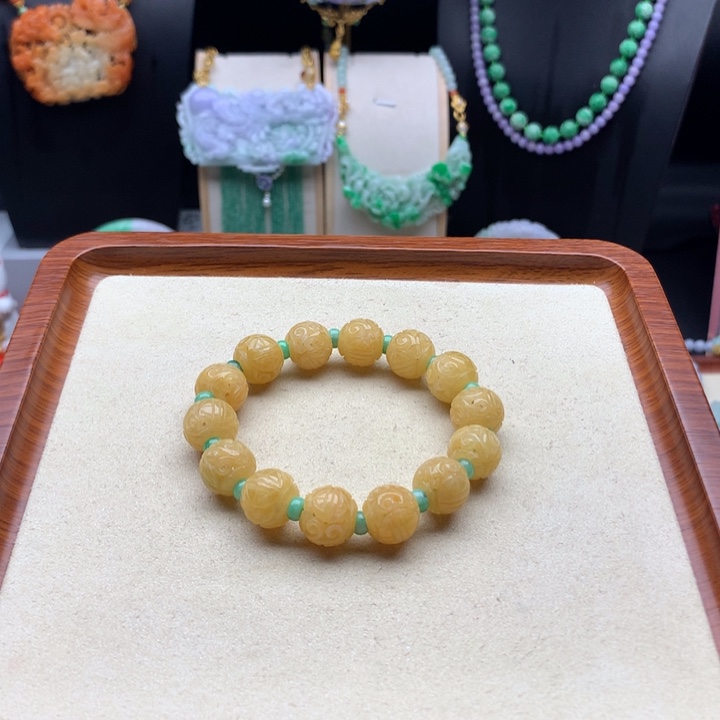 翡翠手链未镶嵌黄翡手串