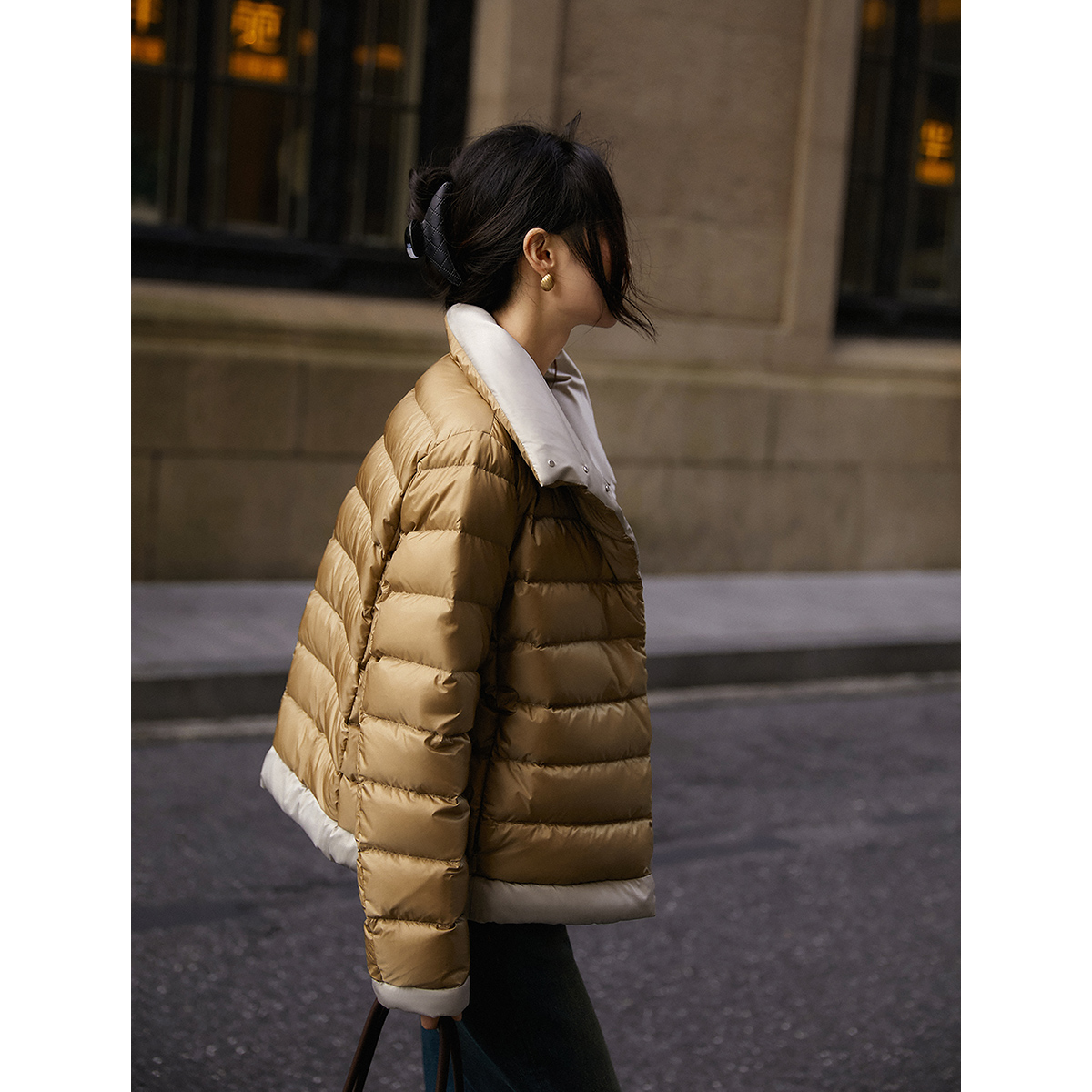 笑涵阁 95白鹅绒可溯源两穿短款立领轻暖羽绒服YRA761490VG