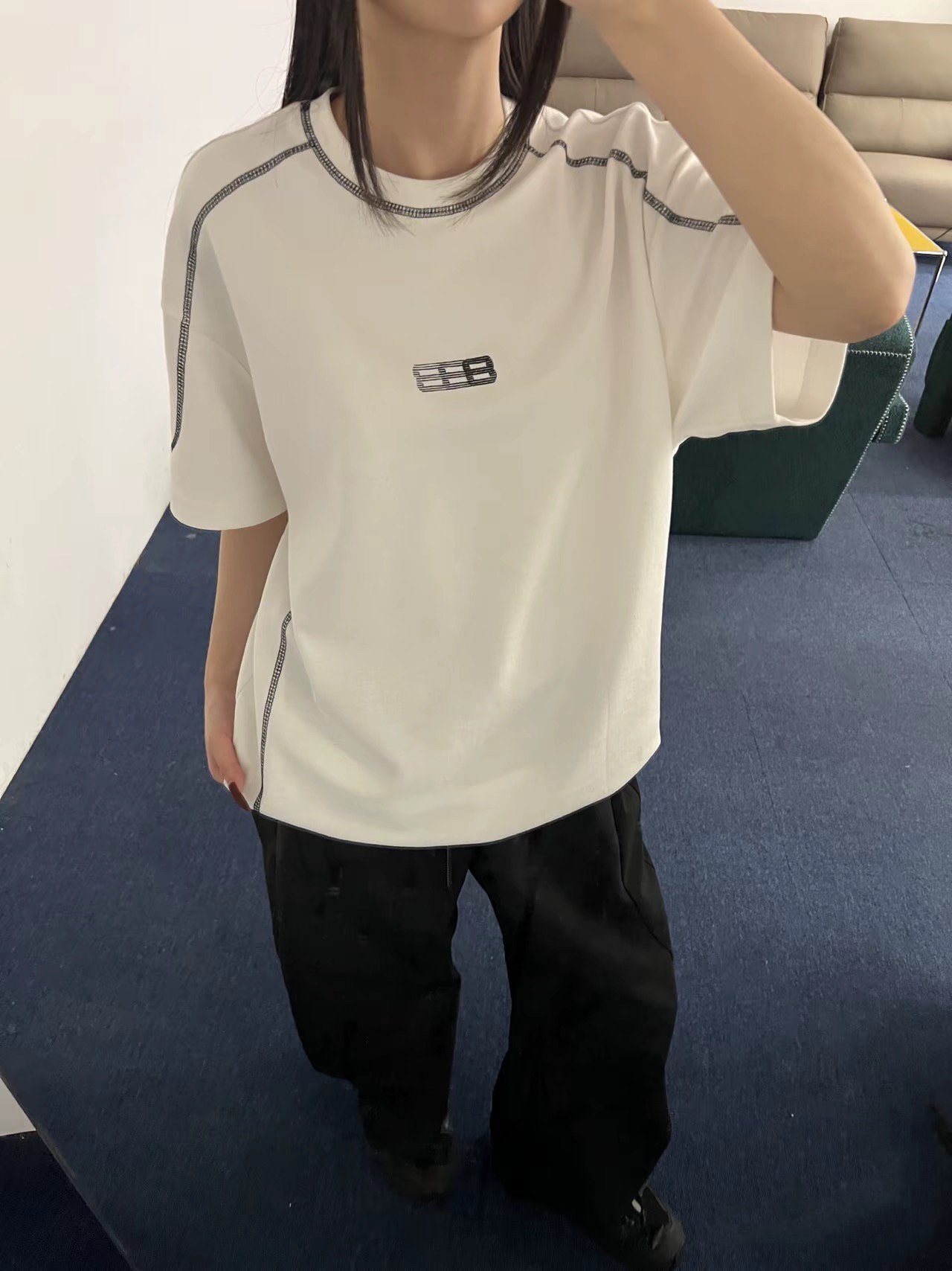 数量少！！闭眼入吧！哈苏线跑道短袖T恤 男女同款（微瑕）