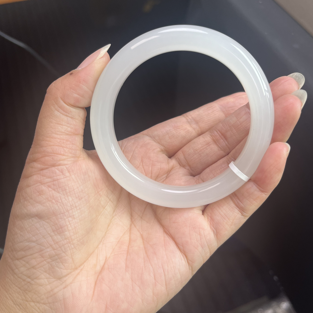 和田玉白玉冰白手镯54.55.56.57