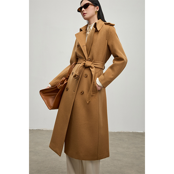 2025秋冬新款赫本风女士长款气质纯羊毛呢时尚大衣外套230309