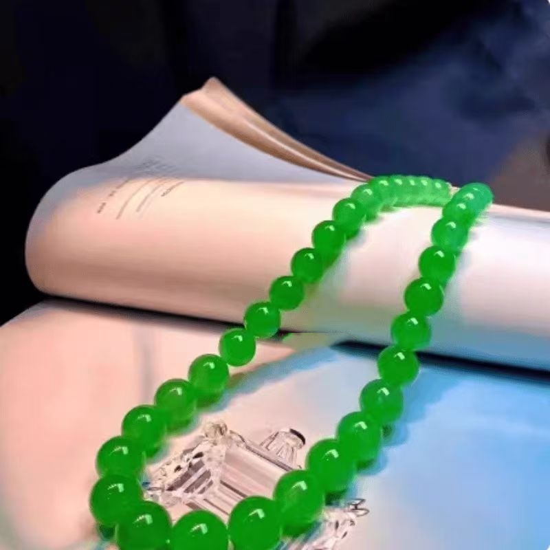 合金项链 精美满绿项链菠菜绿女款项链经典百搭气质妈妈女友礼物