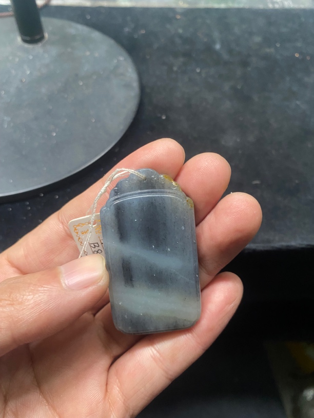 和田玉青花平安无事牌